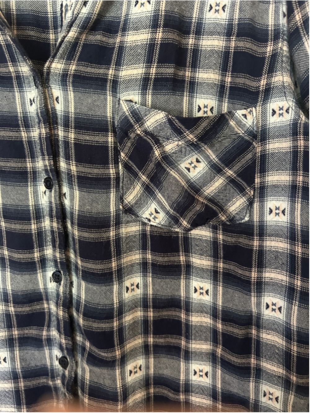 Women's PAIGE Plaid Button Down Shirt Size L Blue White - Picture 4 of 6